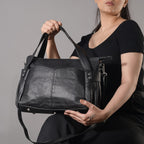 Leather Shoulder Bag (Size 17x11x3 ) - Black