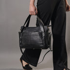 Leather Shoulder Bag (Size 17x11x3 ) - Black
