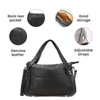 Leather Shoulder Bag (Size 17x11x3 ) - Black