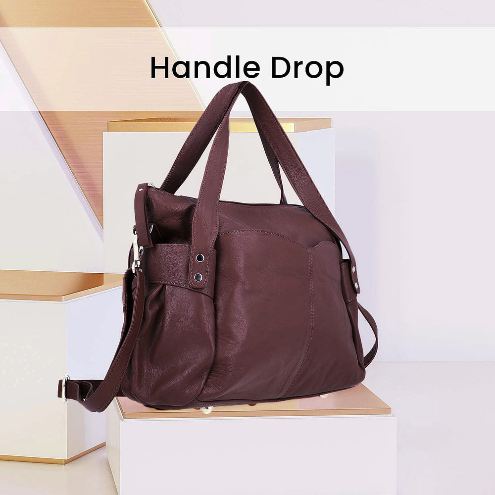 Leather Shoulder Bag (Size 17x11x3 ) - Burgundy