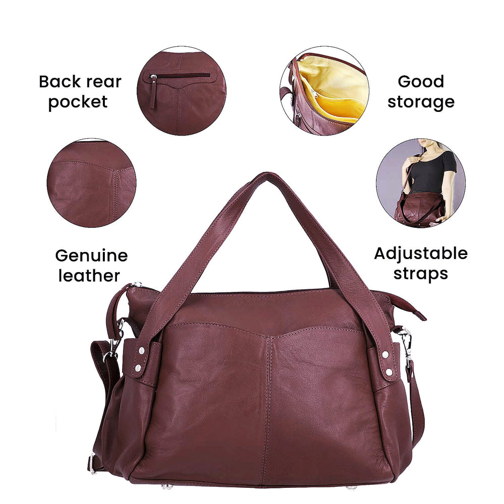 Leather Shoulder Bag (Size 17x11x3 ) - Burgundy