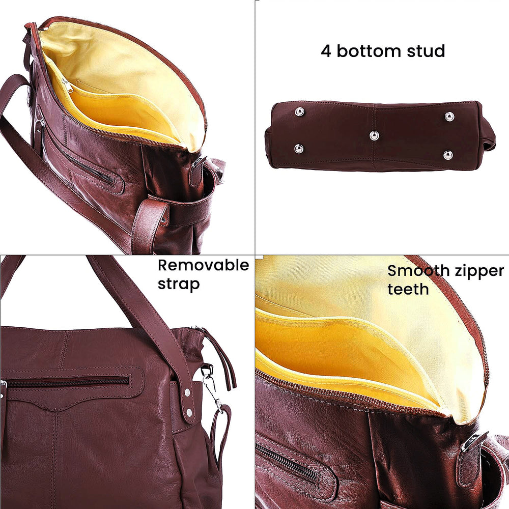 Leather Shoulder Bag (Size 17x11x3 ) - Burgundy