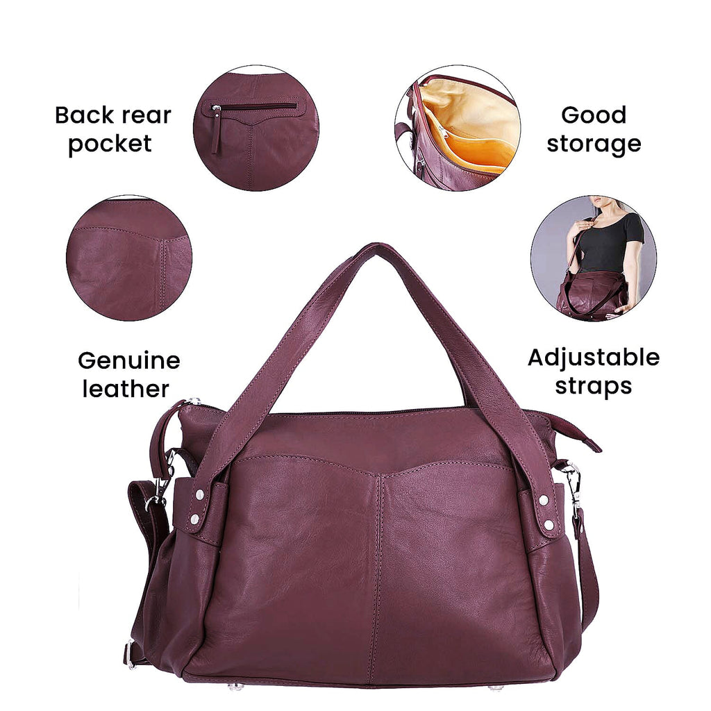 Leather Shoulder Bag (Size 17x11x3 ) - Maroon