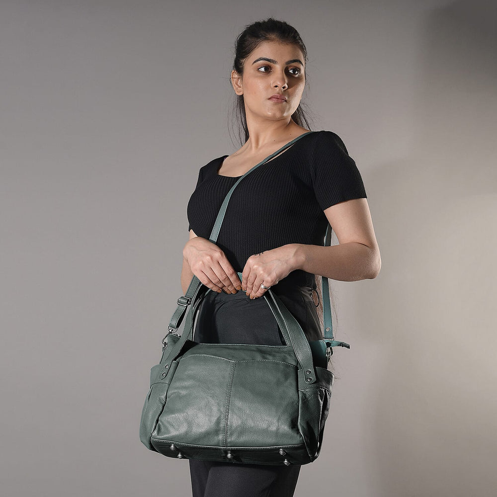Leather Shoulder Bag (Size 17x11x3 ) - Teal