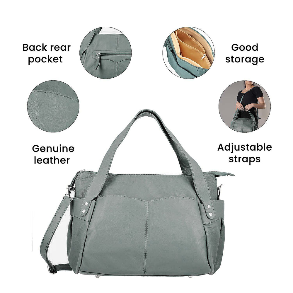 Leather Shoulder Bag (Size 17x11x3 ) - Teal