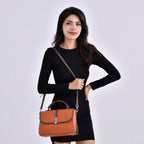 Leather Snakeskin Crossbody Bag (Size 26x12x22 cm) - Tan & Tan