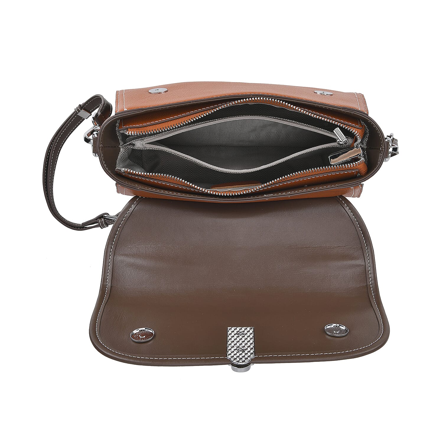 Leather Snakeskin Crossbody Bag (Size 26x12x22 cm) - Tan & Tan