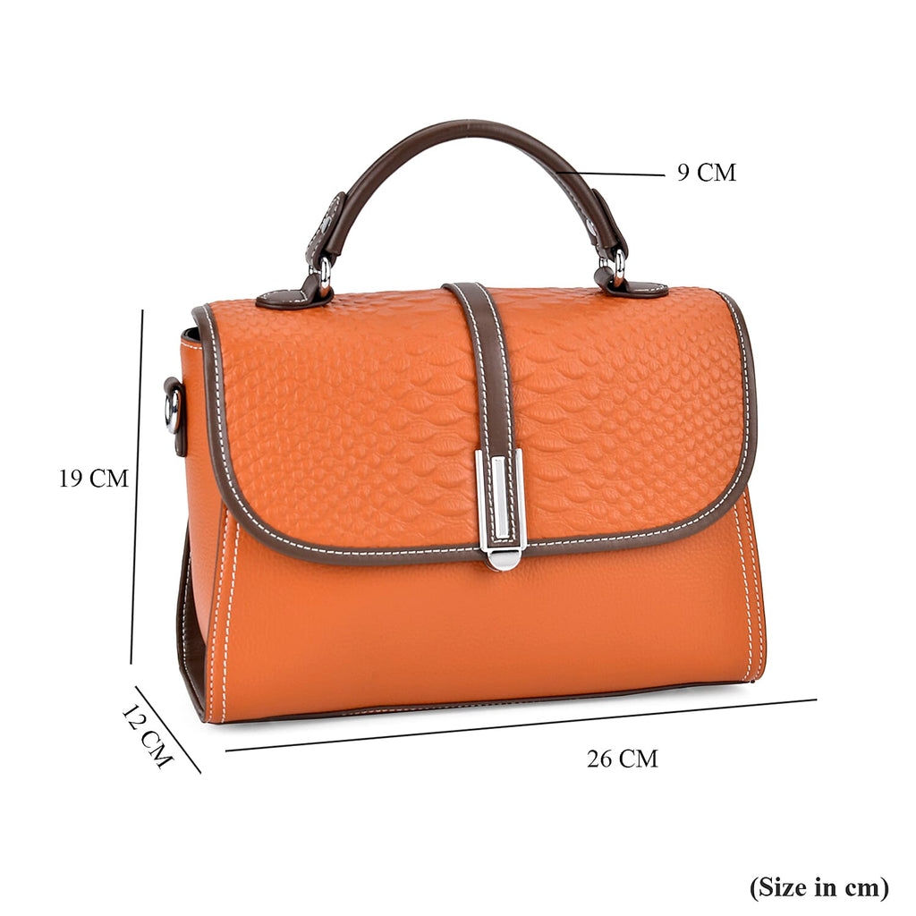 Leather Snakeskin Crossbody Bag (Size 26x12x22 cm) - Tan & Tan
