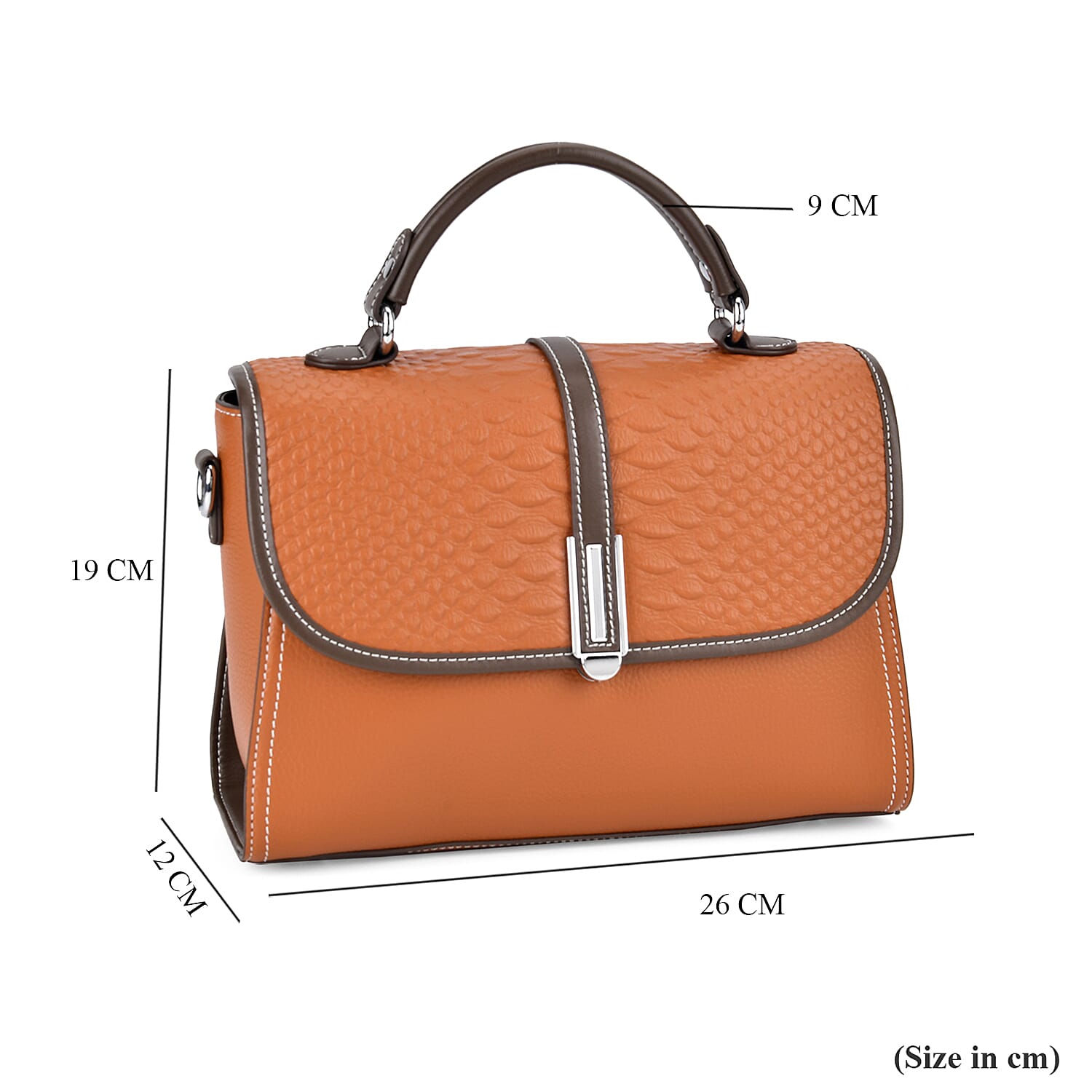 Leather Snakeskin Crossbody Bag (Size 26x12x22 cm) - Tan & Tan