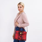 Designer Inspired 100% Genuine Leather Crossbody Bag - Red