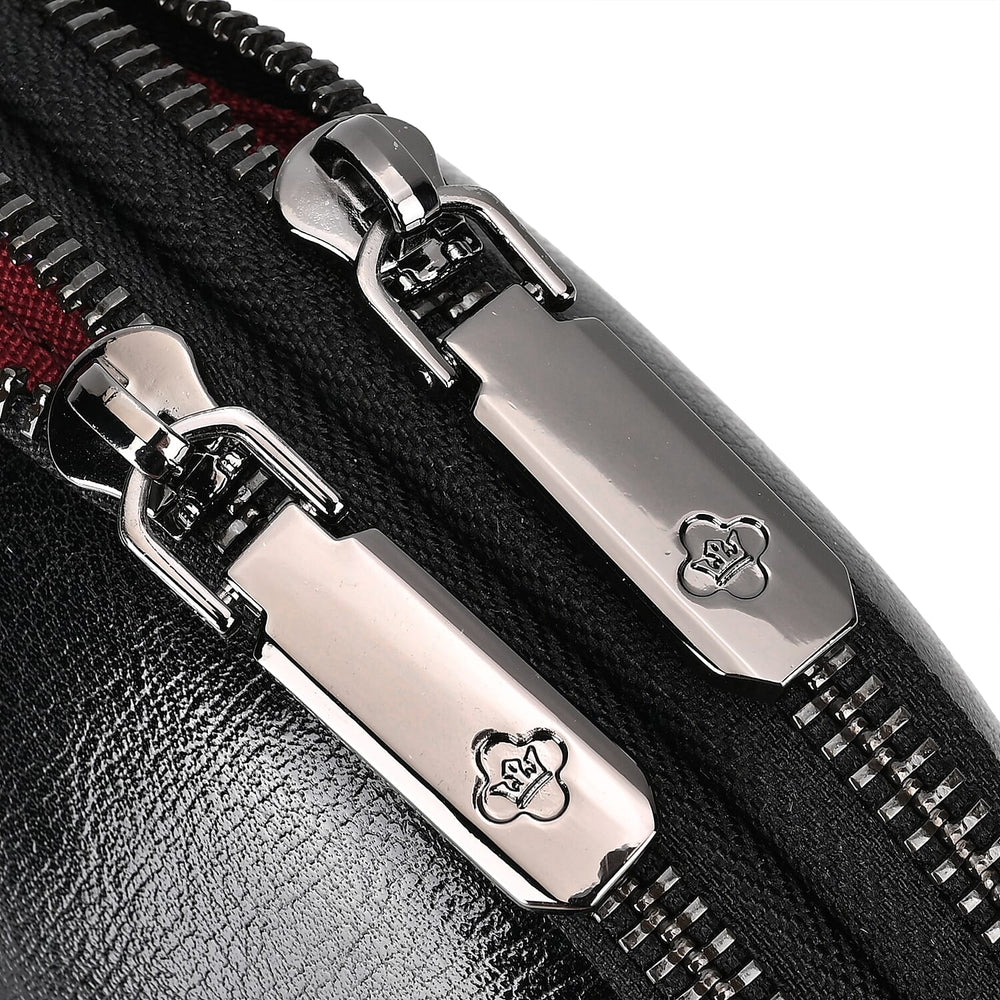 Genuine Leather Mini Messenger Crossbody Bag With Adjustable Strap - Black