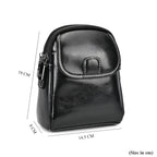 Genuine Leather Mini Messenger Crossbody Bag With Adjustable Strap - Black