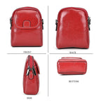 Genuine Leather Mini Messenger Crossbody Bag With Adjustable Strap - Burgundy