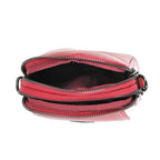 Genuine Leather Mini Messenger Crossbody Bag With Adjustable Strap - Burgundy