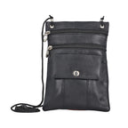 100% Genuine Leather Crossbody Bag - Black