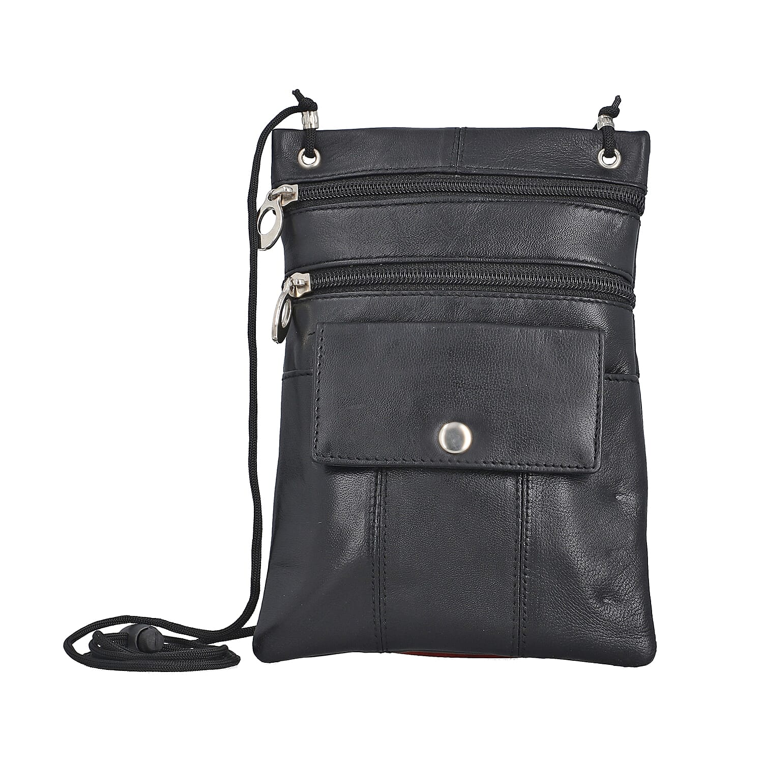 100% Genuine Leather Crossbody Bag - Black