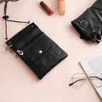 100% Genuine Leather Crossbody Bag - Black