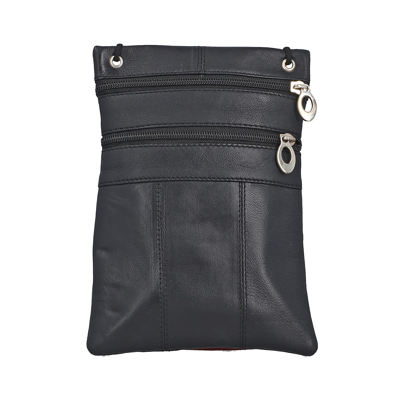 100% Genuine Leather Crossbody Bag - Black