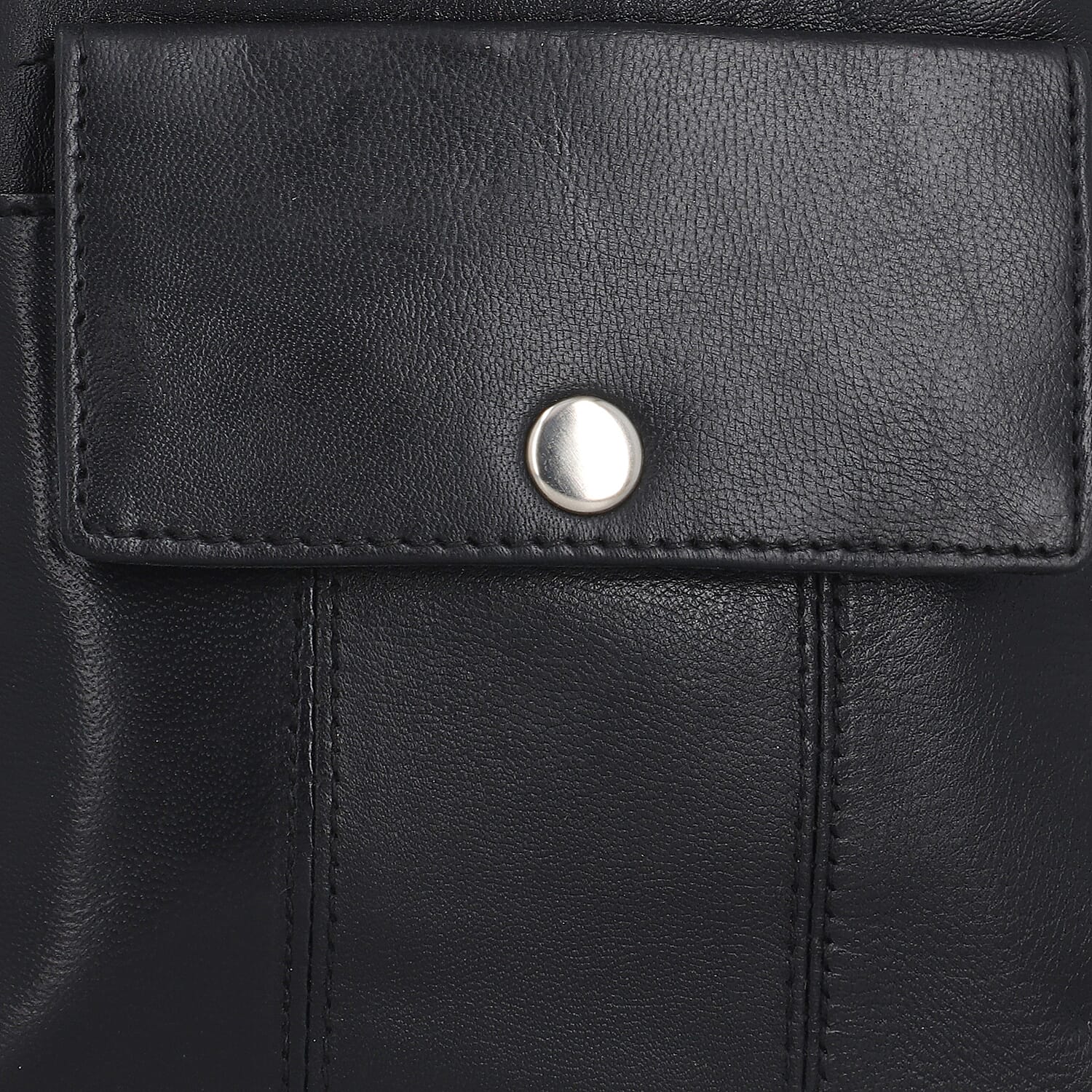 100% Genuine Leather Crossbody Bag - Black