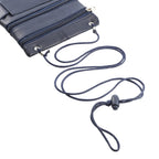 100% Genuine Leather Crossbody Bag - Navy