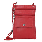 100% Genuine Leather Crossbody Bag - Red
