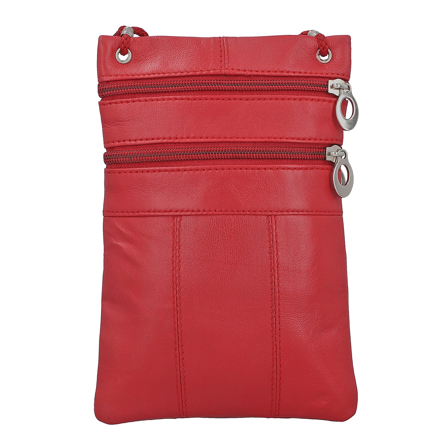100% Genuine Leather Crossbody Bag - Red