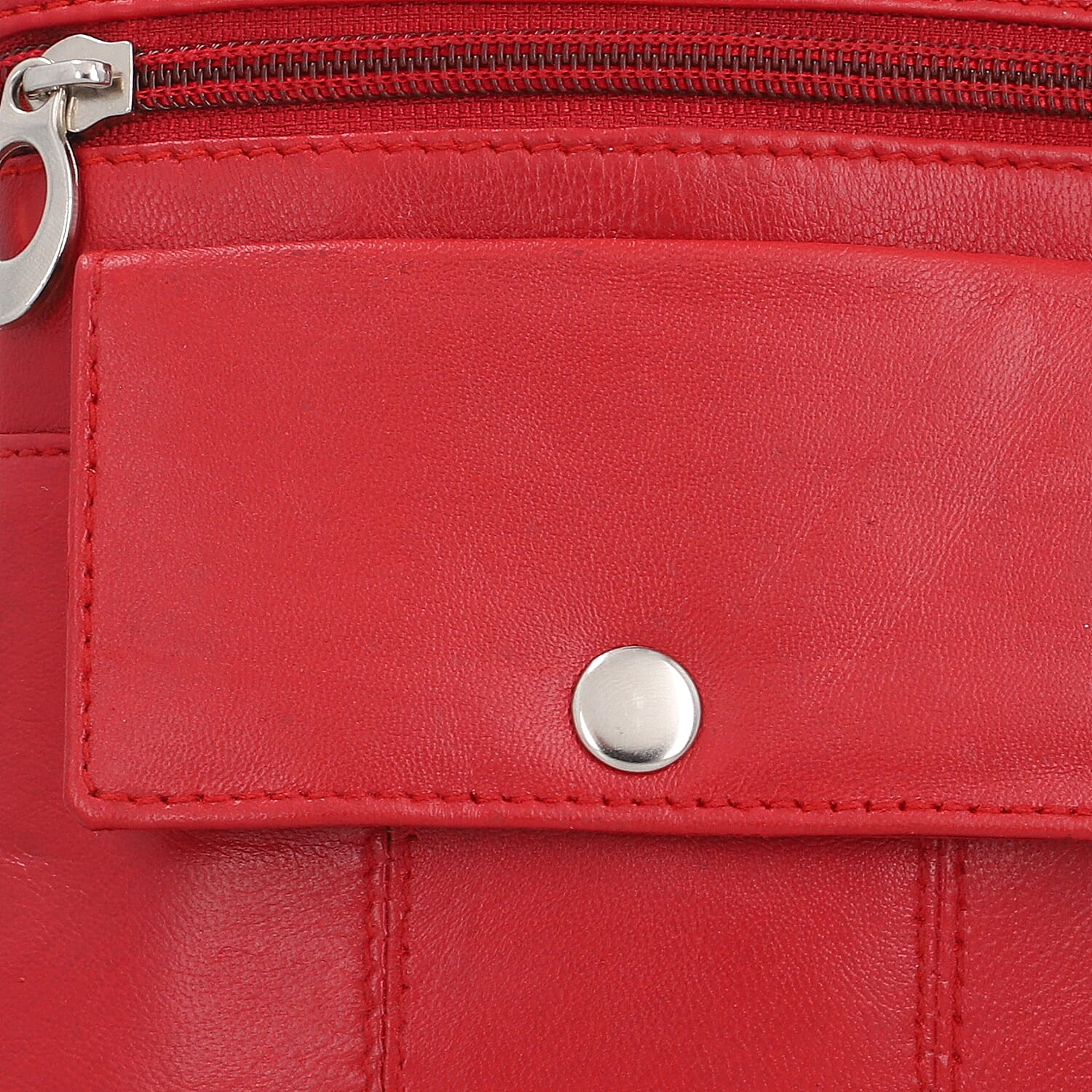 100% Genuine Leather Crossbody Bag - Red