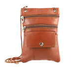 100% Genuine Leather Crossbody Bag - Tan