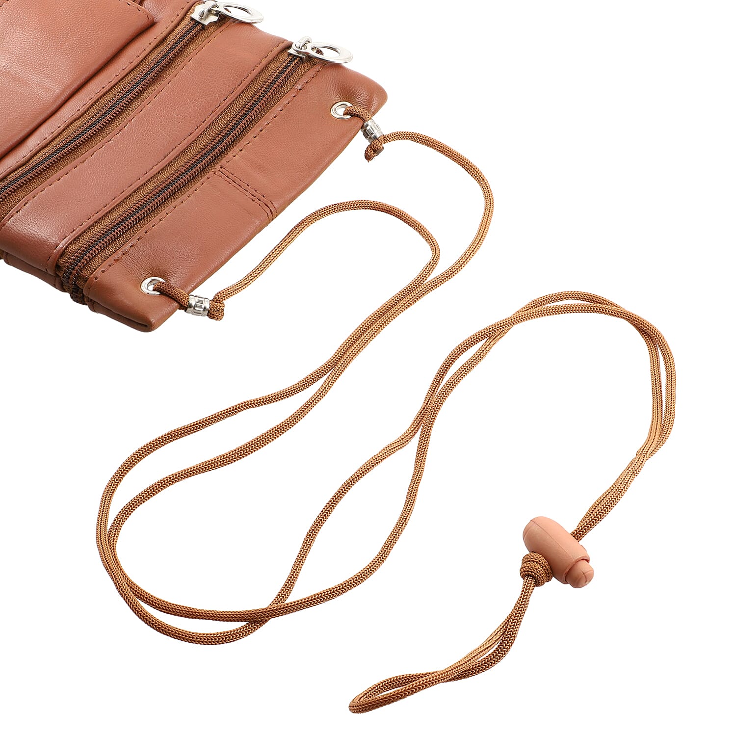 100% Genuine Leather Crossbody Bag - Tan