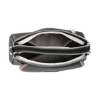 Genuine Leather Sling Crossbody Bag With Adjustable Shoulder Strap - Black