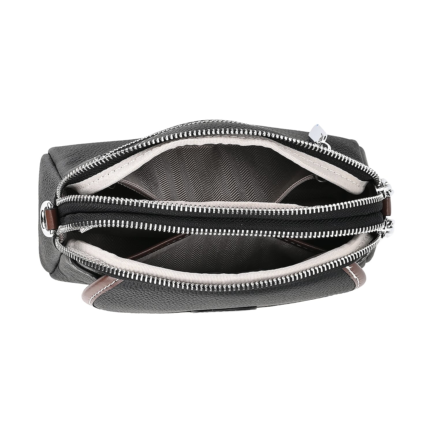 Genuine Leather Sling Crossbody Bag With Adjustable Shoulder Strap - Black