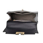 Designer Inspired - 100% Genuine Leather Solid Crossbody Satchel Bag with Adjustable Shoulder Strap (Size 26x11x22 cm) - Black