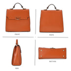 Designer Inspired - 100% Genuine Leather Solid Crossbody Satchel Bag with Adjustable Shoulder Strap (Size 26x11x22 cm) - Tan