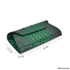 Designer Inspired - Embossed Genuine Leather Crossbody Bag With Long Chain - Green