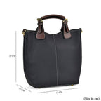 100% Genuine Leather Convertible Bag with Detachable Long Strap & Handle Drop - Black