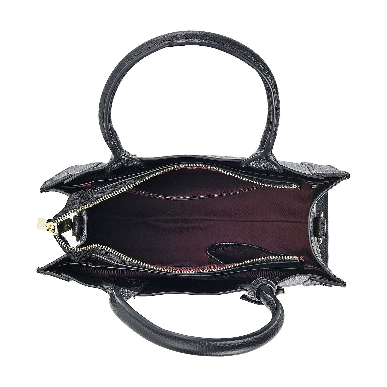 Genuine Leather Crocodile Embossed Crossbody Bag with Handle Drop - Black