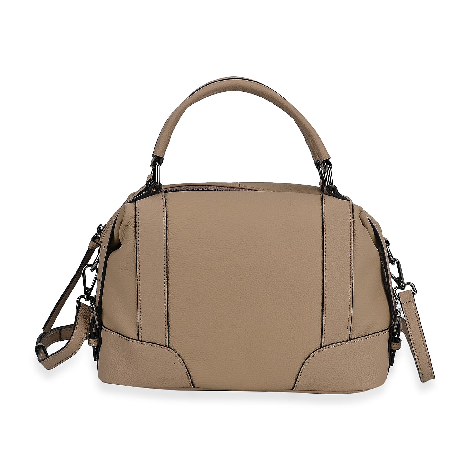 Leather Solid Crossbody Bag (Size 29x13x22 cm) - Beige & Green