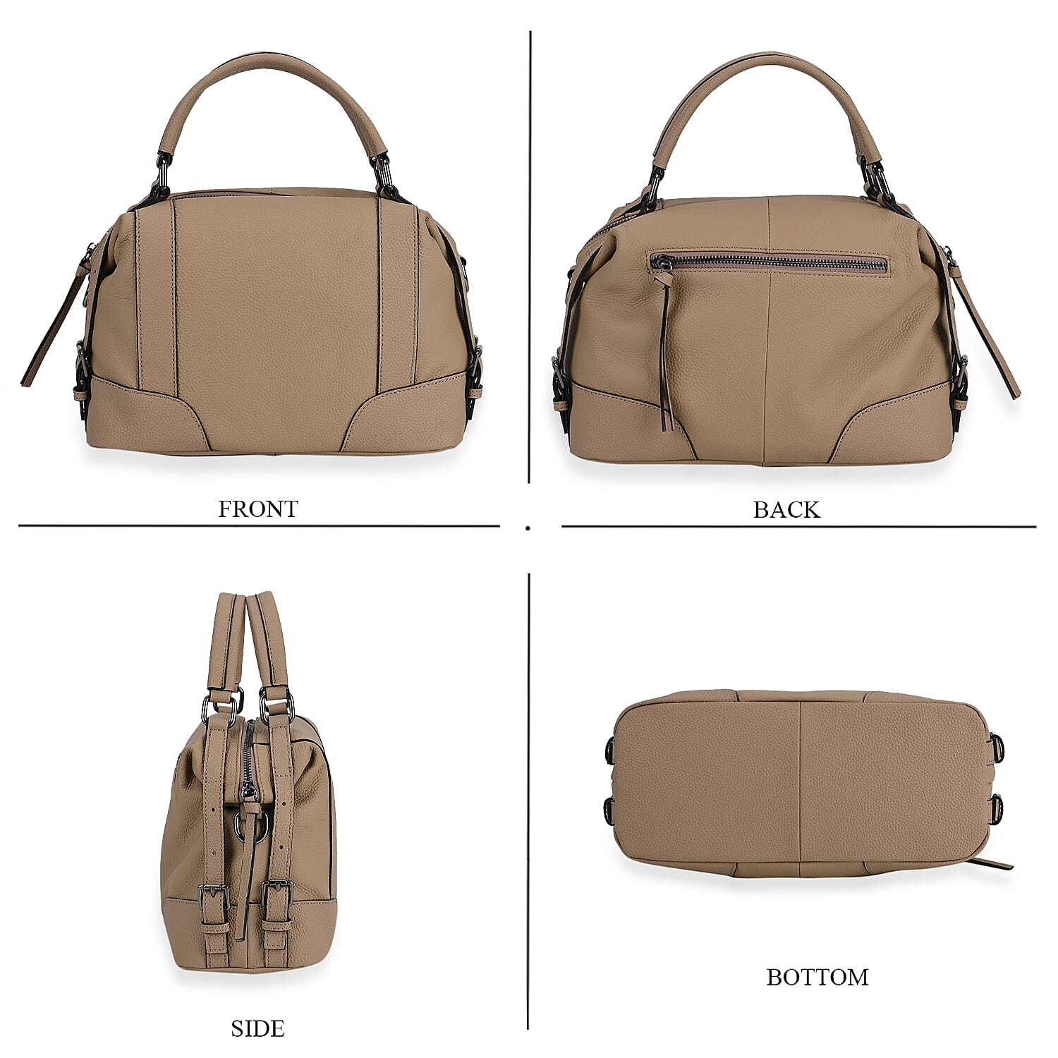 Leather Solid Crossbody Bag (Size 29x13x22 cm) - Beige & Green