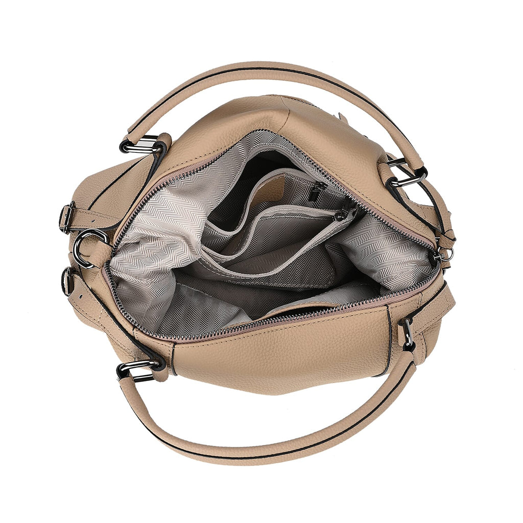 Leather Solid Crossbody Bag (Size 29x13x22 cm) - Beige & Green