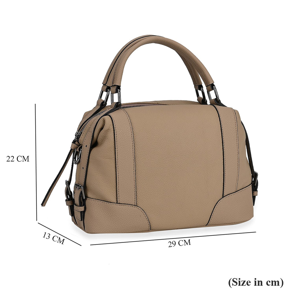 Leather Solid Crossbody Bag (Size 29x13x22 cm) - Beige & Green