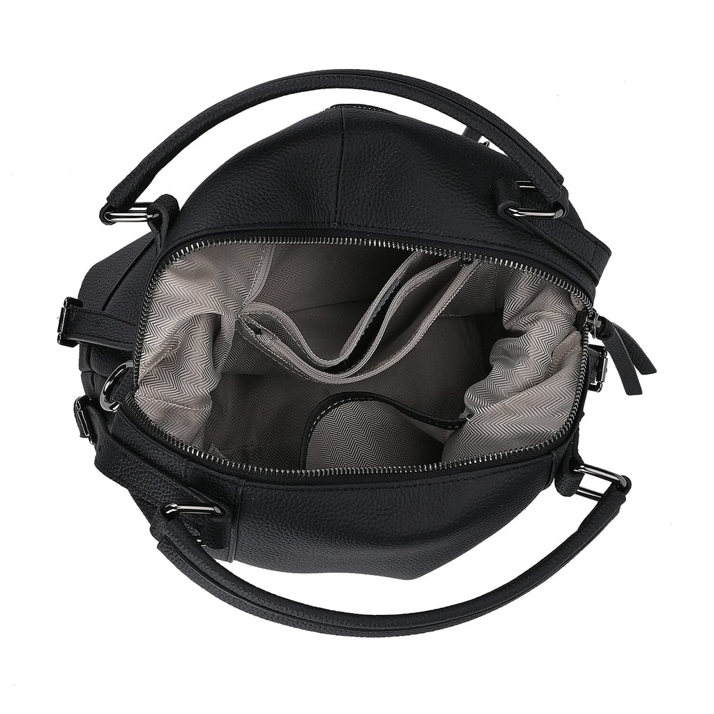 Leather Solid Crossbody Bag (Size 29x13x22 cm) - Black & Green