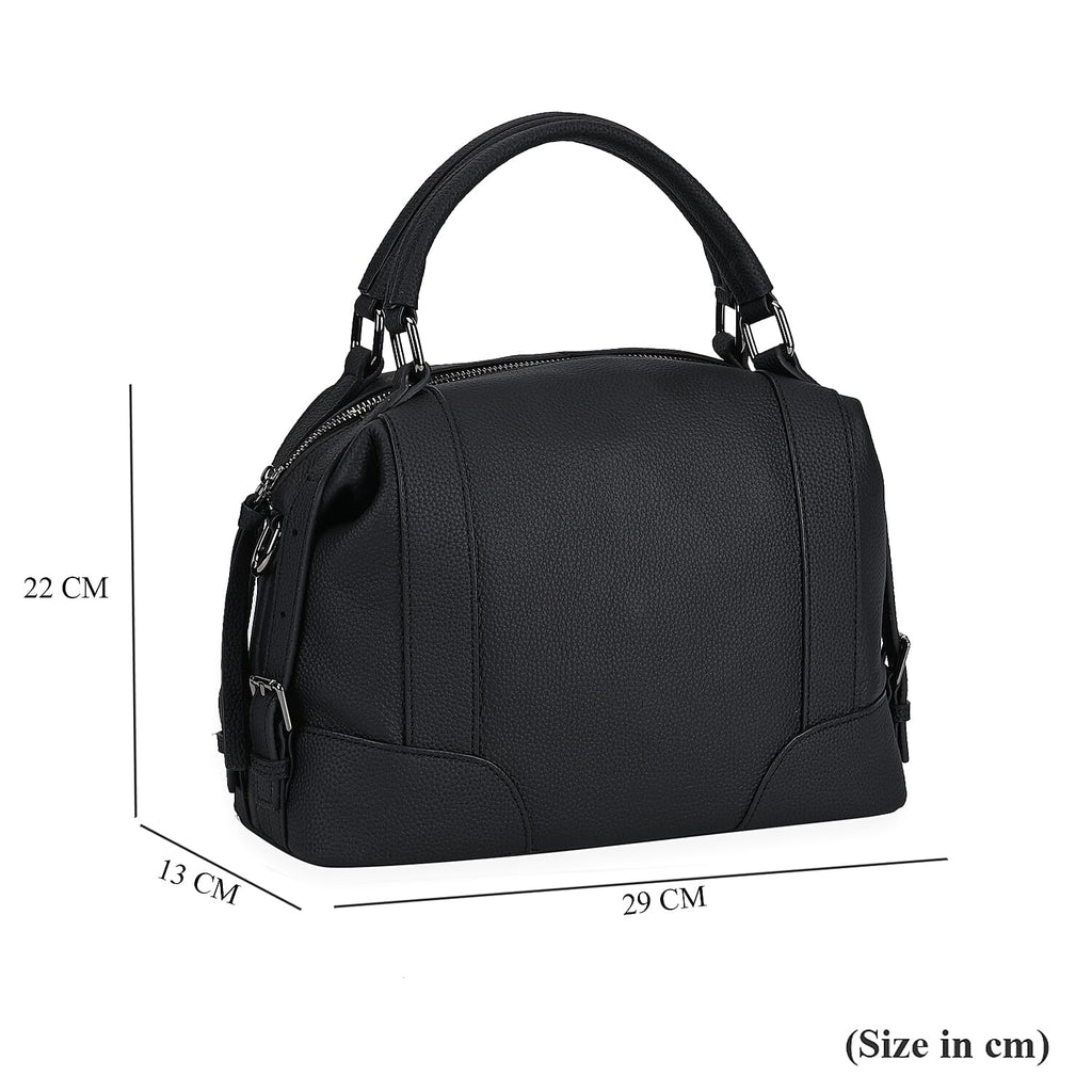Leather Solid Crossbody Bag (Size 29x13x22 cm) - Black & Green