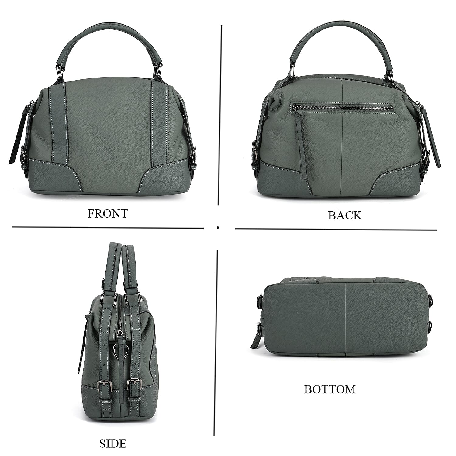 Leather Solid Crossbody Bag (Size 29x13x22 cm) - Green