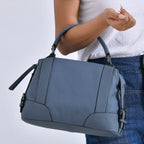 Leather Solid Crossbody Bag (Size 29x13x22 cm) - Navy & Green