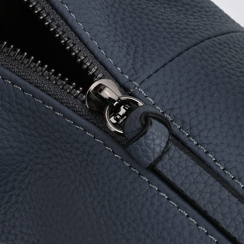 Leather Solid Crossbody Bag (Size 29x13x22 cm) - Navy & Green