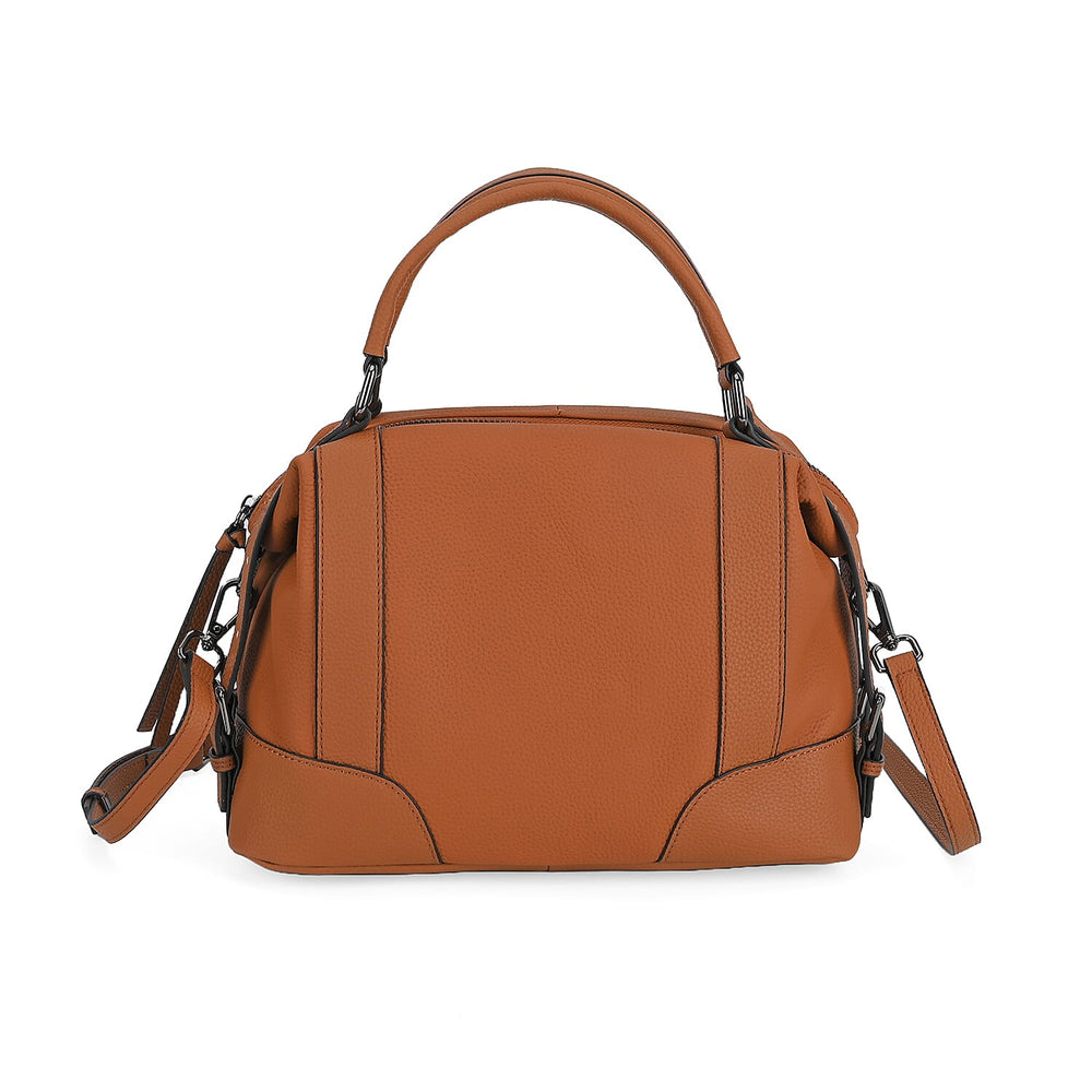 Leather Solid Crossbody Bag (Size 29x13x22 cm) - Tan & Green