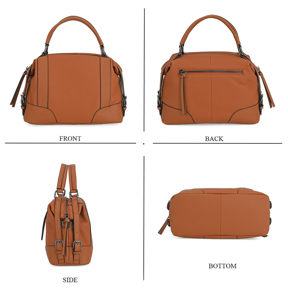Leather Solid Crossbody Bag (Size 29x13x22 cm) - Tan & Green