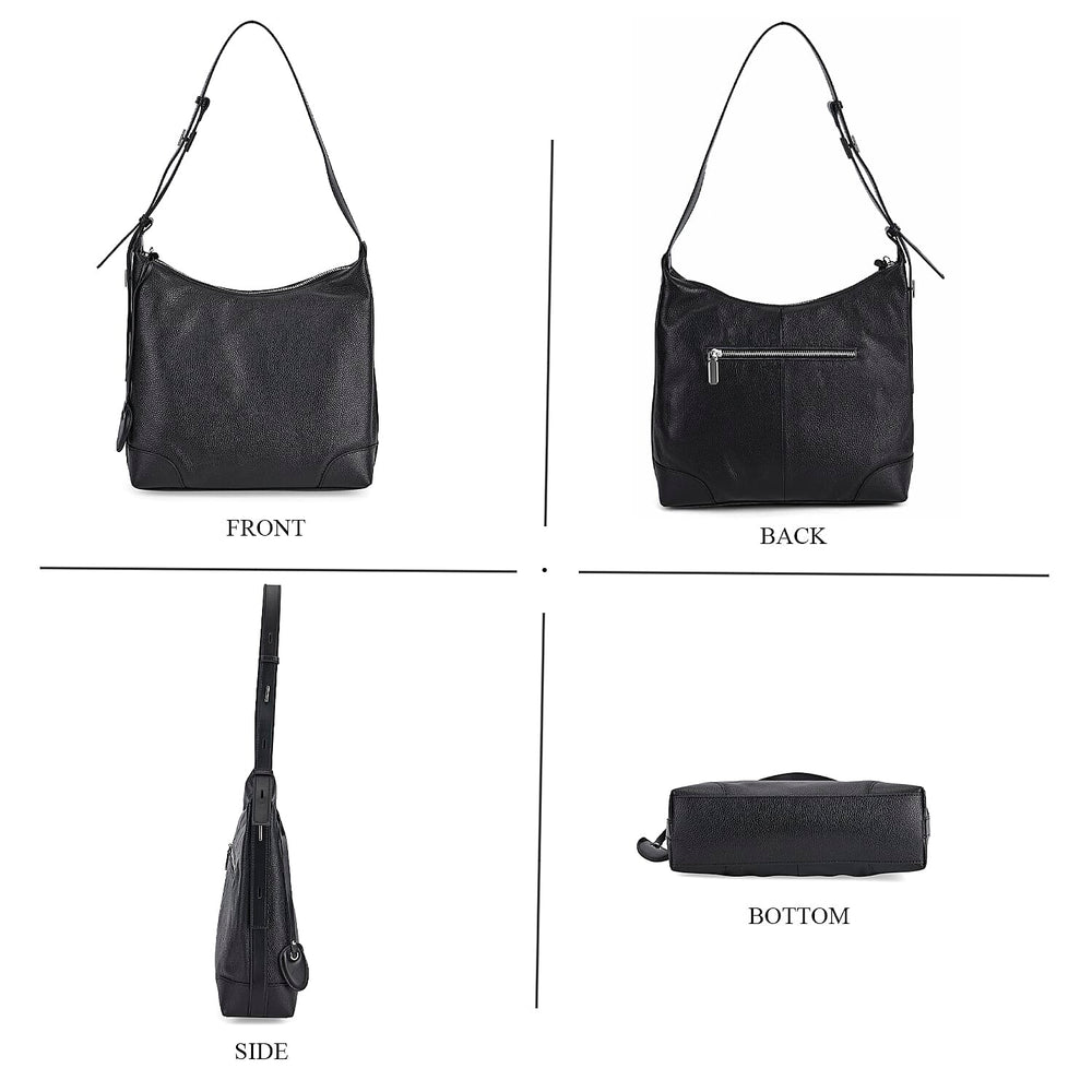 Leather Solid Crossbody Bag (Size 29x8x30 cm) - Black