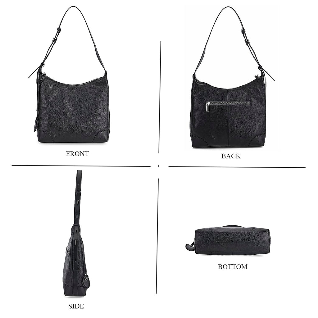 Leather Solid Crossbody Bag (Size 29x8x30 cm) - Black