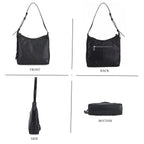 Leather Solid Crossbody Bag (Size 29x8x30 cm) - Black